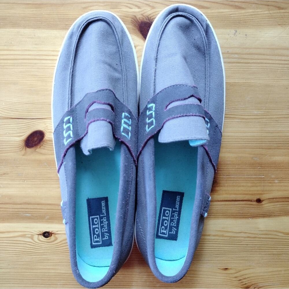 Polo Ralph Lauren Evan Penny Loafer II Gray/Turquoise Size 11D